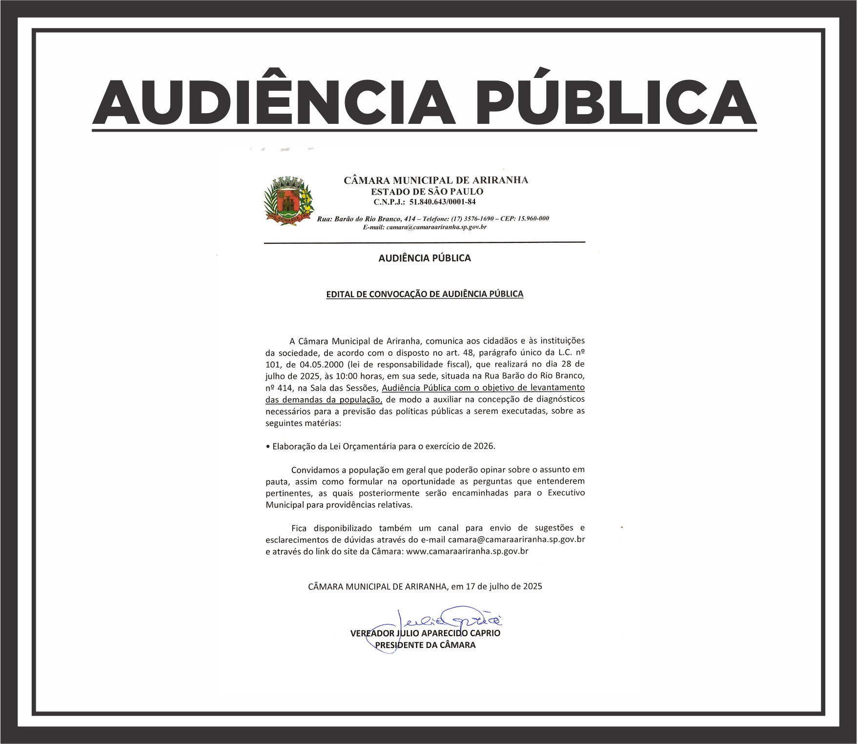 AUDIÊNCIA PÚBLICA